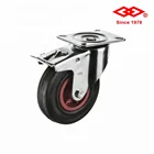 80mm roller bearing castor black rubber wheel caster