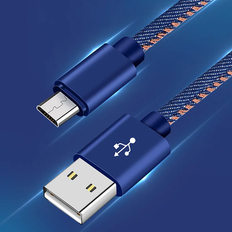 Wholesale High quality 2.4 A Quick Charge Cable Jean Denim Phone Cable Micro Type USB Cable for iPhone - ANKUX.COM