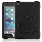頑丈な耐衝撃シリコーン子供スタンドホルダーハンドストラップ POS 保護カバーケースアップルの iPad ミニ 4 とショルダーストラップ