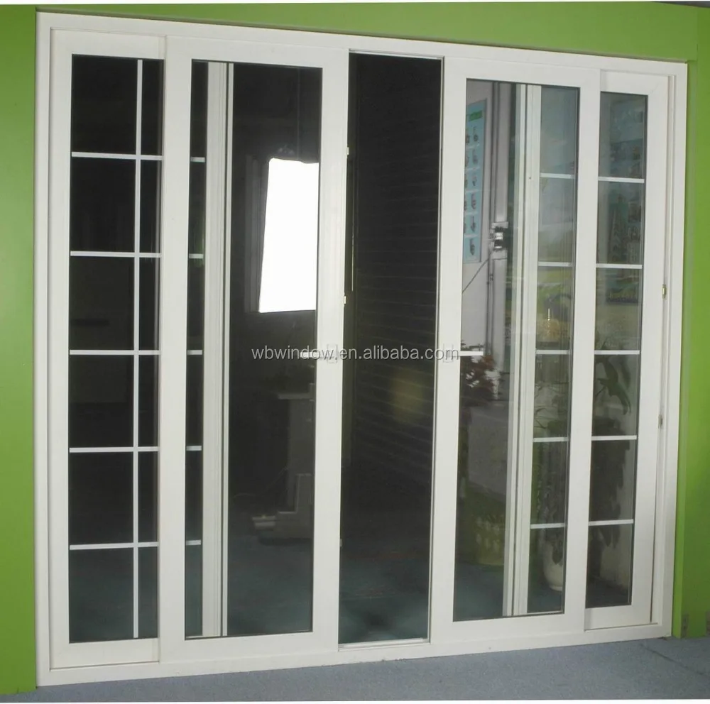 High Quality European Style Vinyl Pvc Sliding Door With Grids