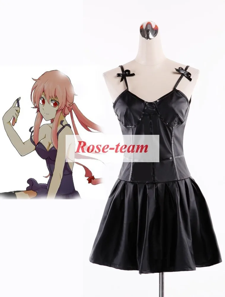 Rose-team Fantasia Anime Cosplay Made The Future Diary Gasai Yuno Black Dress Cosplay Costume