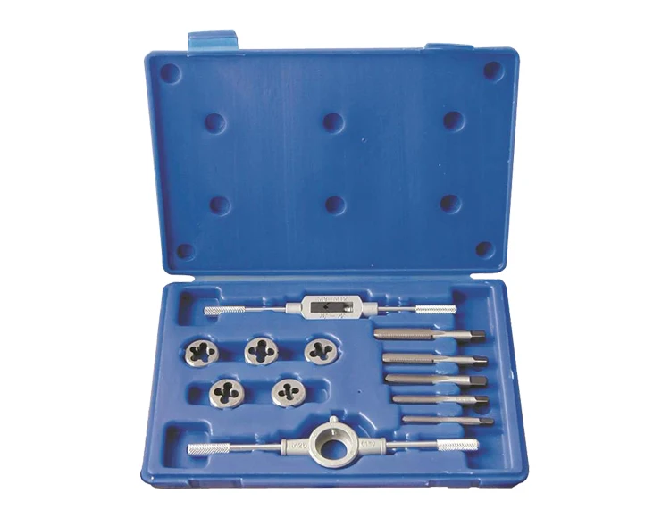 12Pcs Alloy Steel Tap and Die Set for Steel Aluminium Copper Thread Tapping and Cutting in Plastic Box