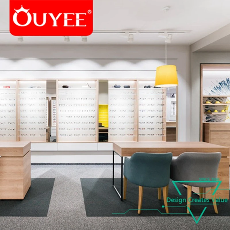 Creative Retail Display Fixture Wood Optical Shop Counter Design Creative Retail Display Fixture Wood Optical Shop Counter Design