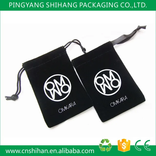 custom made luxury velvet drawstring jewelry pouch with logo