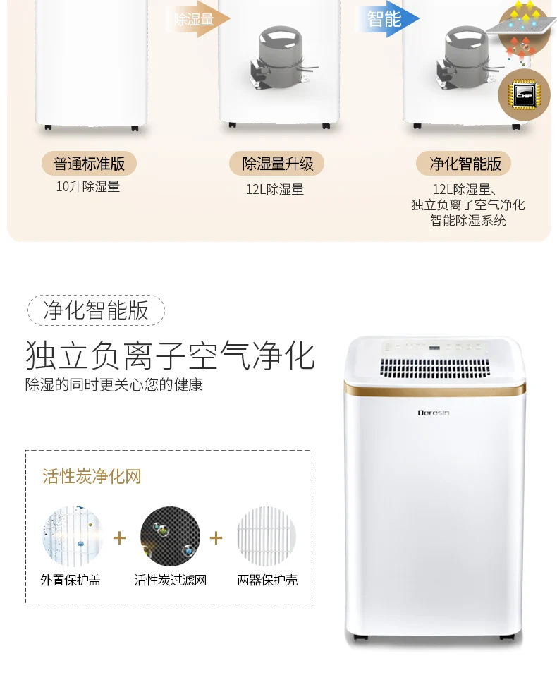 Home Bedroom Mini Basement Industry High Power Air Dryer 24h Timing Smart Desiccant Drying Dehumidifier Machine