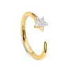 jewelry dainty open mini star zircon 14k yellow gold knuckle rings