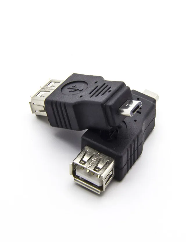 black color top quality micro usb type b mini otg adapter plug