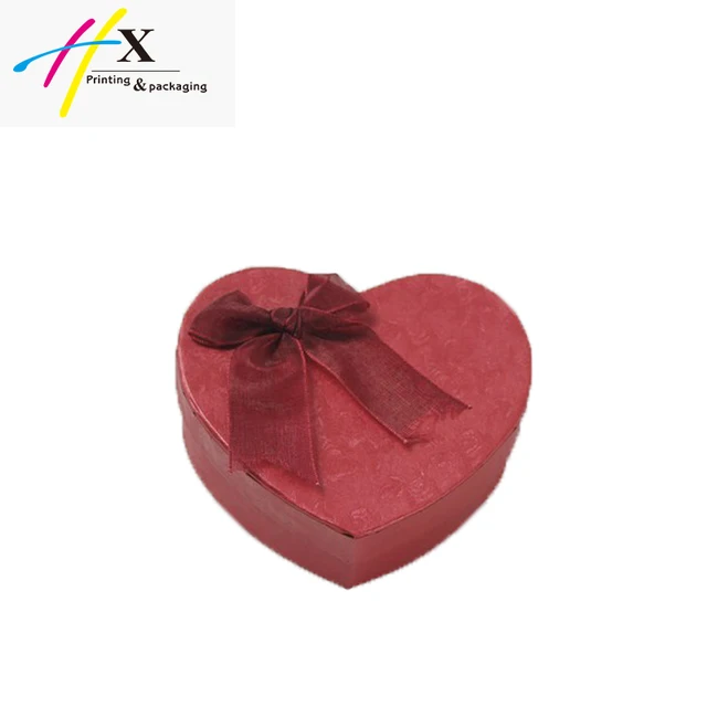 heart shape gift jeweley paper packaging box with bow tie
