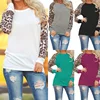 Leopard Women Top Blouses Long Sleeve Patchwork Shirt Tunic Tee Shirt Blouse Plus Size S-5XL Drop Shipping