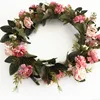 Manufacturer direct sale artificial camellia wreath wedding decoration door knocker hand woven silk flower wreath