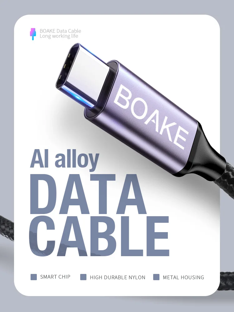 High quality purple aluminium alloy head type-c usb cable nylon braided 2.1A cell phone usb type c cord - ANKUX.COM