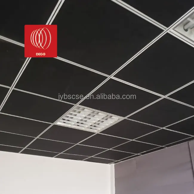 Black Acoustic Ceiling Tiles Fiberglass Wool Sound Board