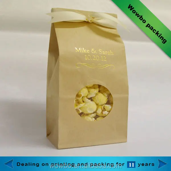 ecofriendly kraft paper popcorn bag with window