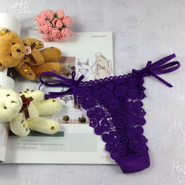 Stock Valentine's Day roses Embroidery transparent sey bandage g strings thongs women panties underwear lace briefs erotic g-str