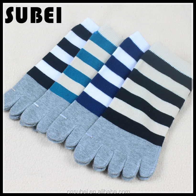 Men's fashion cotton stripe five toe socks, short socks