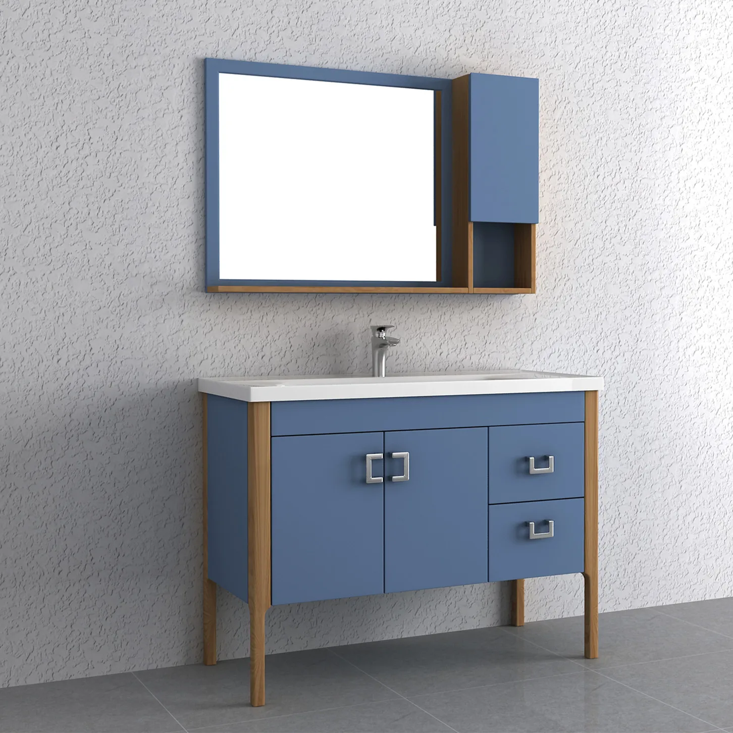 N1M11G03-A ANNWA  Foshan Furniture Blue Mediterranean Style Solid Bathroom Cabinet