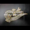 Fashion shining gold beaded rhinestone bow headband applique with AB crystal