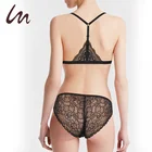 Chic wholesale lace bralette lingerie lace racerback halter front closure bra
