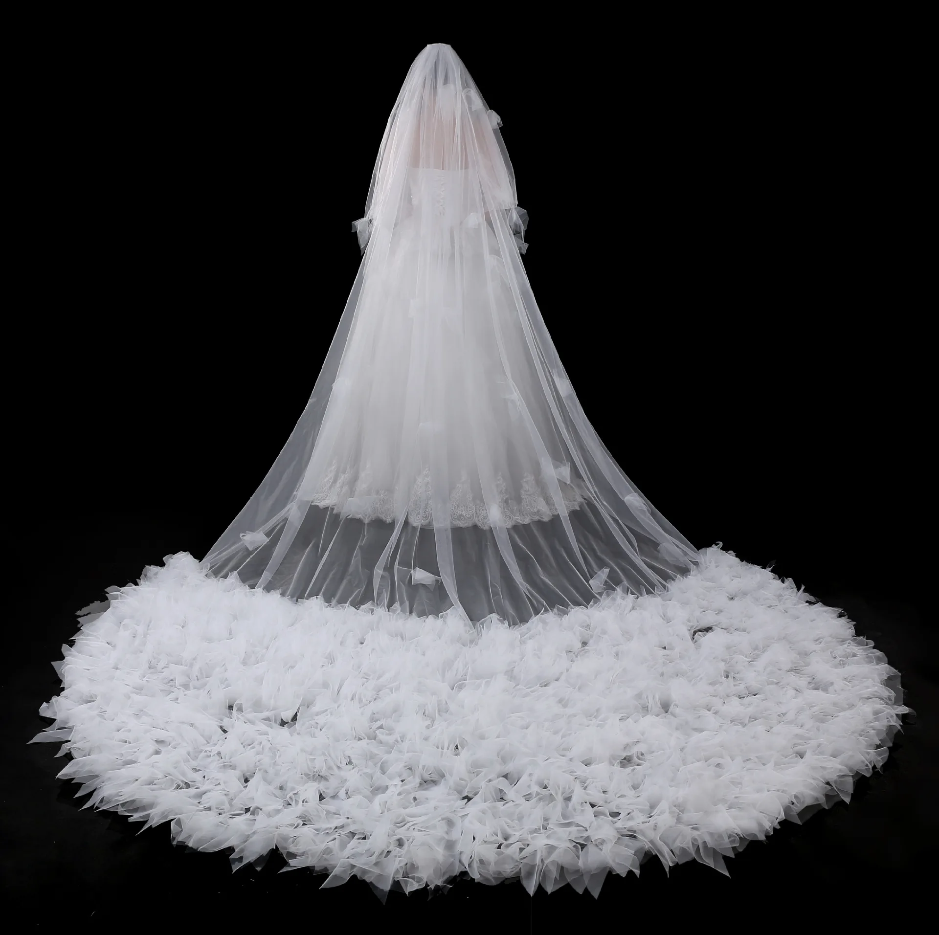 white feather wedding dress