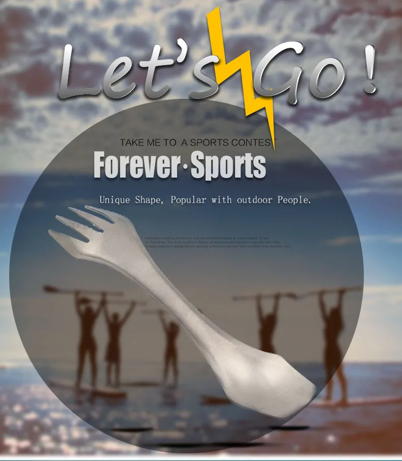 camping Ultralight titanium multi functional spork cutlery with serrated edge
