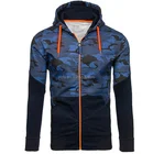 Custom Street Wear Pocket Front Men Camo Printed Full Zip Hoodie