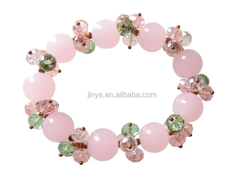 fashion bling pink crystal candy stone beaded brac