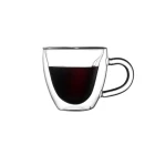 High Borosilicate Coffee or Tea Glass Cup Double Wall Insulated Cups with Handle