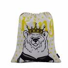 Stock Design 4 Sizes Available Fashion Printed Cotton Canvas Gift Drawstring Pouch Shoe Bag