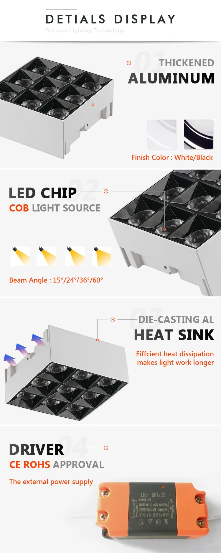 Surface mounted 1890lm led cob linear lamp aluminum 27W led batten light