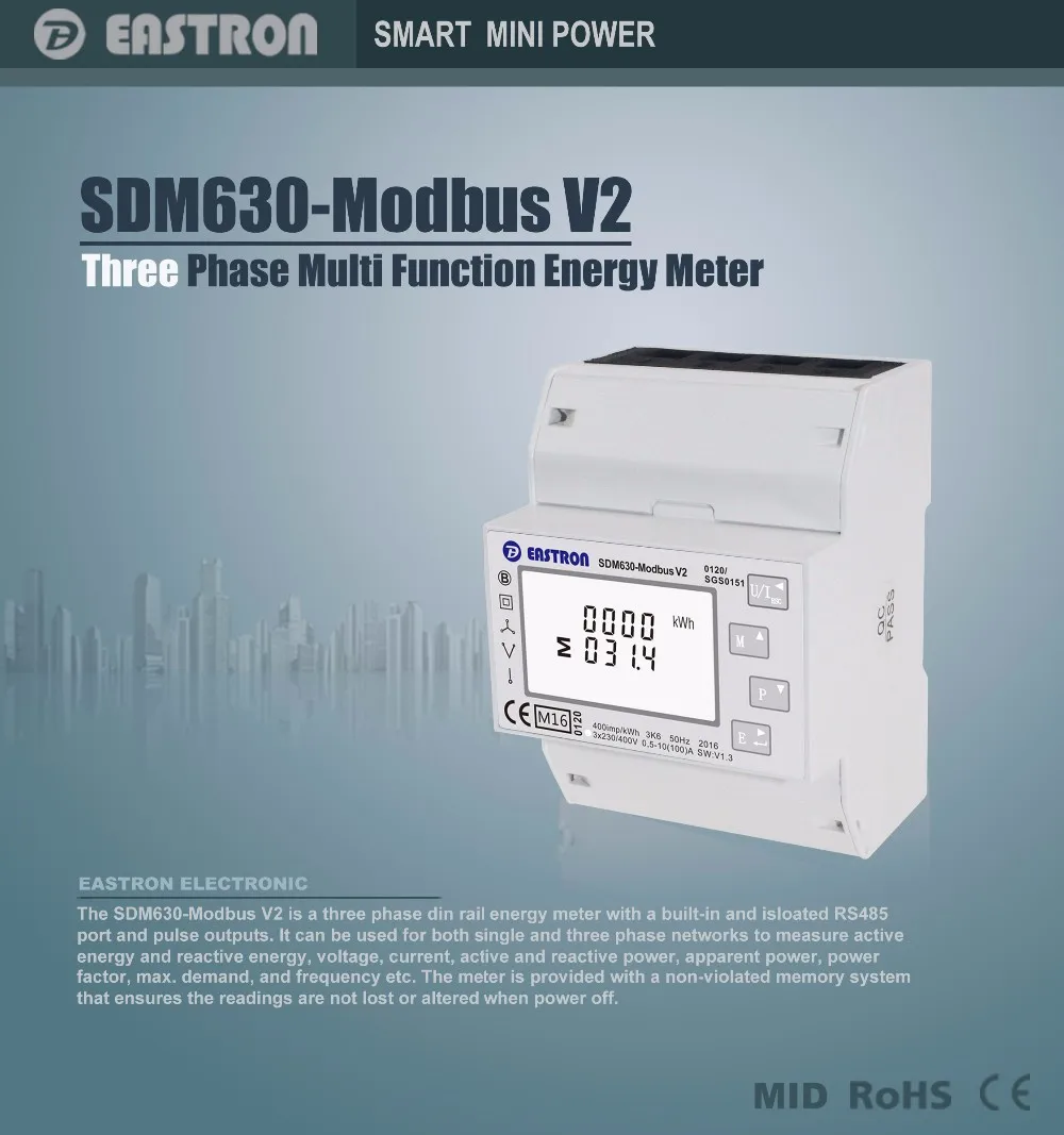 SDM630 Modbus V2 MID 3 Phase Energy Meter Electronic Smart Energy