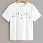 White hand embroidered blouse summer casual t shirt fashion ladies shirt top