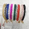 Boutique faced crystal beads hammered disc stretch bracelet