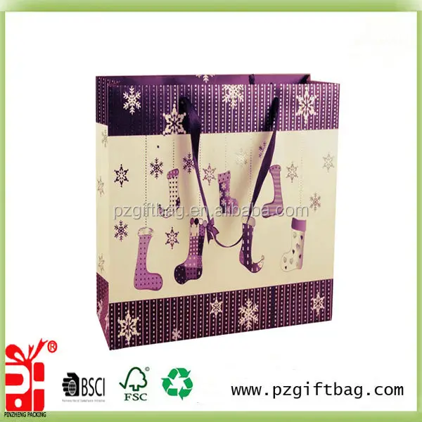 mini kraft paper gift bag for christmas,with priting paper bag