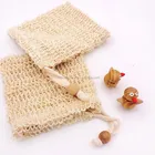Natural Sisal Fiber Mesh Soap Bag With Drawstring