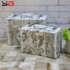 Hot selling pretty travel suitcase sets luggage wooden PU suitcase trunk decorative