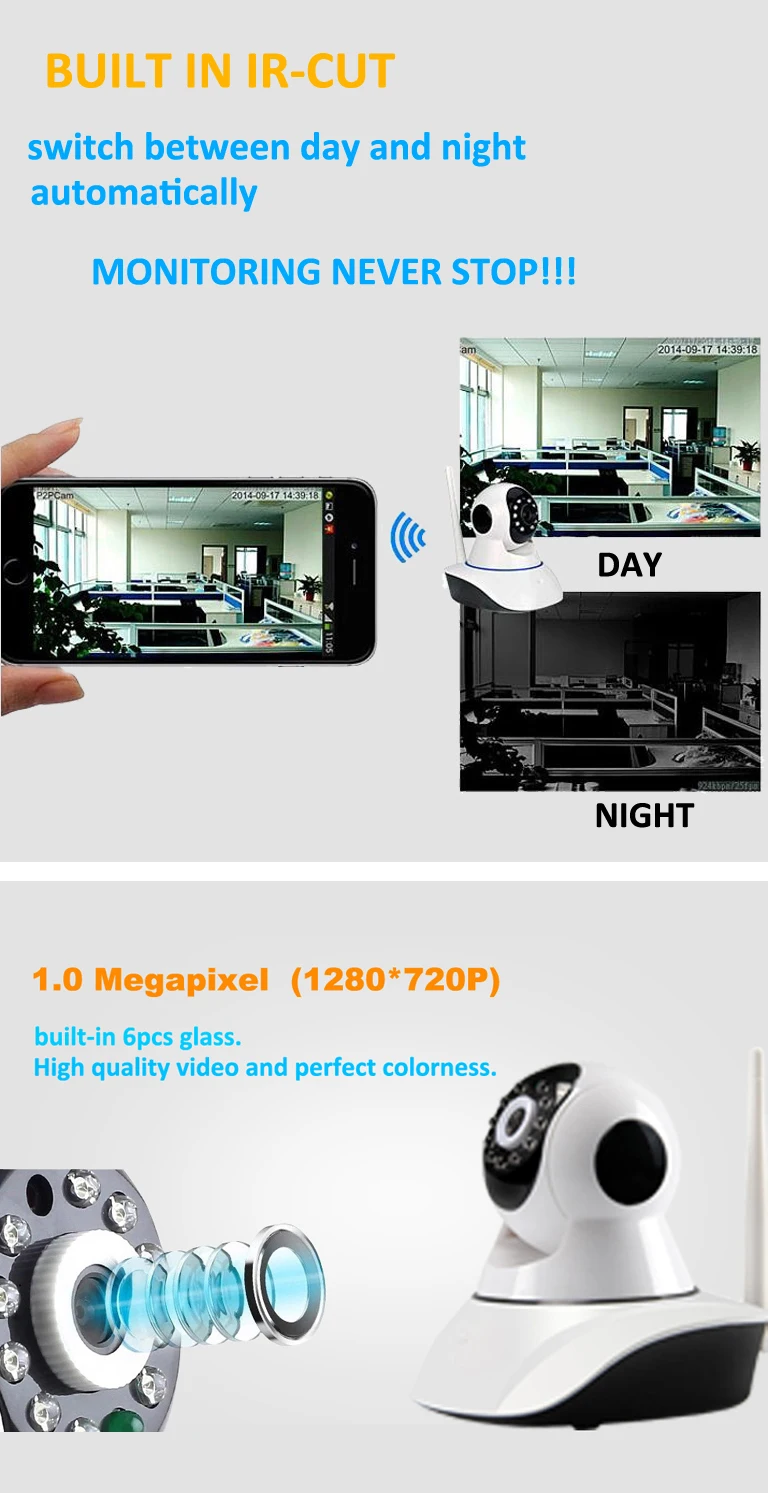 Quality assured new design pir sensor hd ip camera