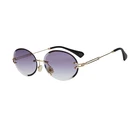 New cut edge round metal rimless sunglasses women | designer sun glasses wholesale custom logo 2019