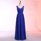 Dressystar 2018 long a-line royal blue chiffon lace applique bridesmaid dress 7365