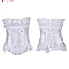 China manufacturer satin lace ruffled bridal corset tops 3 hooks side white corsets