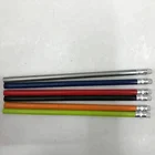 Custom yellow colored writing pen wooden striped pencils