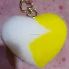 fox fur pom poms/pompom heart keychain/real fur pom pom key chain