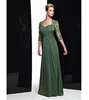 Alluring Tulle & Chiffon Sweetheart Neckline Floor-length A-line Mother Of The Bride Dress 3/4 Sleeve Green Fat Mother Dresses