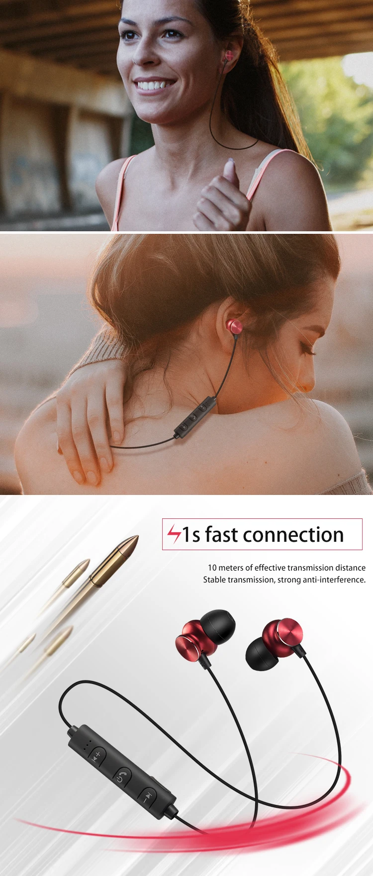 Oem Fancy Earphone Magnetic Stereo Sport Wireless Headset Bluetooth Mini Headphone - ANKUX.COM
