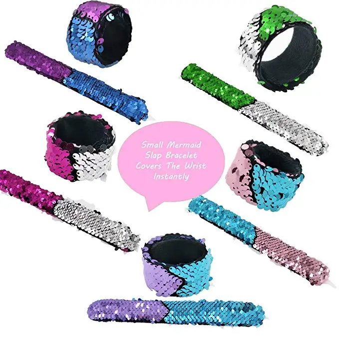 color sequin reversible glitter slap bracelets charms wristband