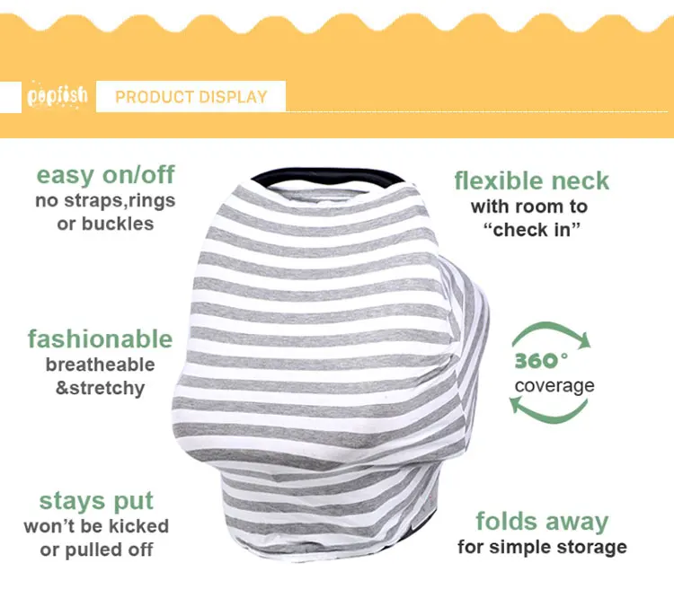 Light Gray Stripe Pattern Nursing Cover For Breastfeeding