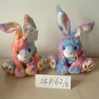 Easter Stuffed Plush colorful Bunny/Rabbit wild animal with carrot embroidered on toes,promotional plush hare toy