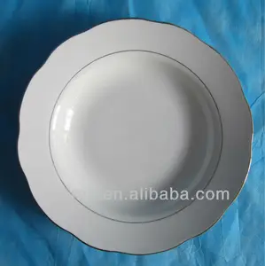 ceramic deep dinner plate,porcelain soup plate wave edge with