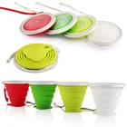 Portable Silicone Collapsible Travel Cup Silicone Folding Camping Cup with Lids