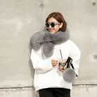 2017 High quality winter genuine fox fur warm scarf collar with fur pom pom knitted fur scarf