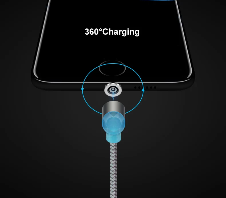 2019 NEW 360 Degree Auto Connect Rotation Charging USB Magnet Braided Round Magnetic Cable For Samsung s7 s8 - ANKUX.COM